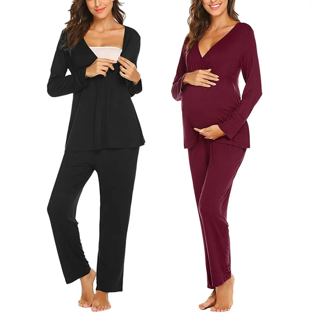 2020 New Women Maternity Long Sleeve Nursing Baby T-shirt Tops+Pants Solid Pajamas Set Suit camison lactancia maternity pajamas
2020 New Women Maternity Long Sleeve Nursing Baby T-shirt Tops+Pants Solid Pajamas Set Suit camison lactancia maternity pajamas