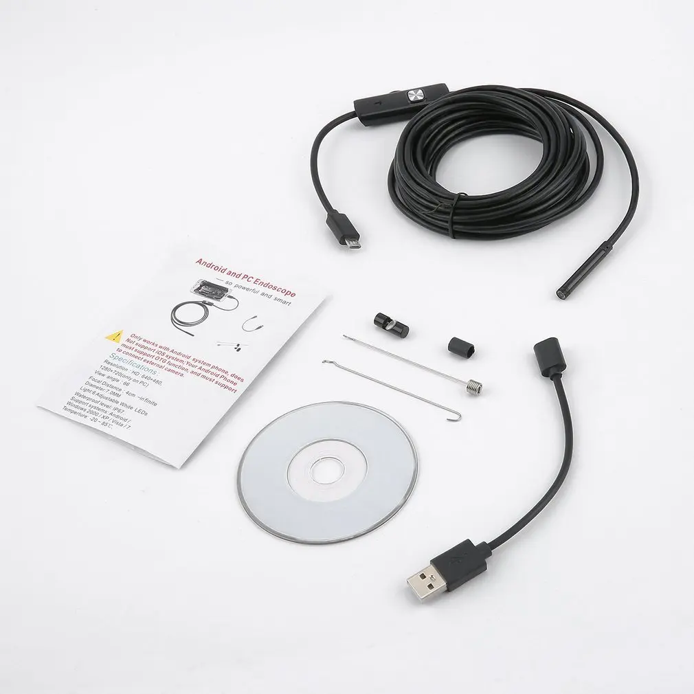 Мини USB эндоскоп 5 мм 1/1.5/2/3.5/5 м Камера объектив Водонепроницаемый для Android мини-usb