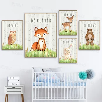 Cute Animal Rabbit Fox Deer Bear Owl Forest Nursery Wall Art Canvas Painting Nordic Posters and Prints Baby Kids Room Decor
Cute Animal Rabbit Fox Deer Bear Owl Forest Nursery Wall Art Canvas Painting Nordic Posters and Prints Baby Kids Room Decor