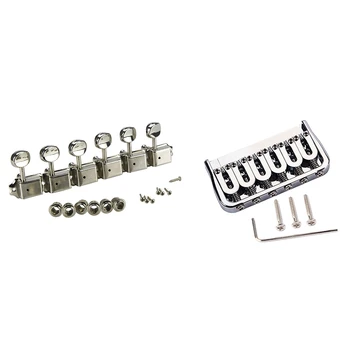 6-String Electric Guitar Saddle Bridge / Metal Fixed Bridge & Tuners Chrome Locking String Tuning Key Pegs Tuners Set
6-String Electric Guitar Saddle Bridge / Metal Fixed Bridge & Tuners Chrome Locking String Tuning Key Pegs Tuners Set