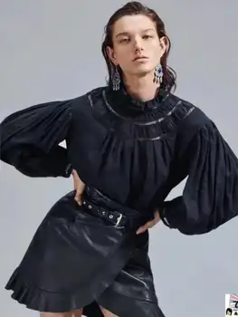 2020 Spring Summer Women's Simple Long Sleeve T-shirt Linen Black and White Solid Lace Collar Splicing Hollow Out Top Shirt I1
2020 Spring Summer Women's Simple Long Sleeve T-shirt Linen Black and White Solid Lace Collar Splicing Hollow Out Top Shirt I1