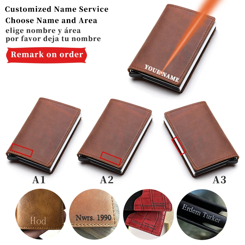 Laser Name Engraving Wallet Leather Cardholder Credit Card Holder Wallet Anti Blocking Men Aluminium Bank Business Card Case
Laser Name Engraving Wallet Leather Cardholder Credit Card Holder Wallet Anti Blocking Men Aluminium Bank Business Card Case