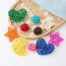 5/10 pçs 3-7cm artificial palha bola estrelas e amor casamento casa decoração de natal bola rattan diy cortina pendurado acessórios(China)