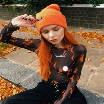 Sexy Women Casual Gothic Hip Hop Long Sleeve See-through Transparent Mesh Fire Flame Print T-Shirt O-Neck Tops Slim Tops
Sexy Women Casual Gothic Hip Hop Long Sleeve See-through Transparent Mesh Fire Flame Print T-Shirt O-Neck Tops Slim Tops