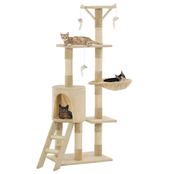 Cat Tree with Sisal Scratching Posts 138 cm Beige Multi-level Play Center Fully Functional Cat Gym For Multi-cats Household
Cat Tree with Sisal Scratching Posts 138 cm Beige Multi-level Play Center Fully Functional Cat Gym For Multi-cats Household