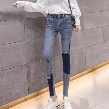 Women Casual Blue Patchwork Pencil Pants Tassel High Waist Jeans Zipper Pockets Denim Trousers
Women Casual Blue Patchwork Pencil Pants Tassel High Waist Jeans Zipper Pockets Denim Trousers