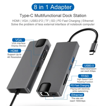 USB C Hub Hdmi 4K 3 0 PD Charging USB Ethernet VGA USB Splitter With Card Reader SD TF to Type C USB Hub 3.0 For PC Accessories
USB C Hub Hdmi 4K 3 0 PD Charging USB Ethernet VGA USB Splitter With Card Reader SD TF to Type C USB Hub 3.0 For PC Accessories