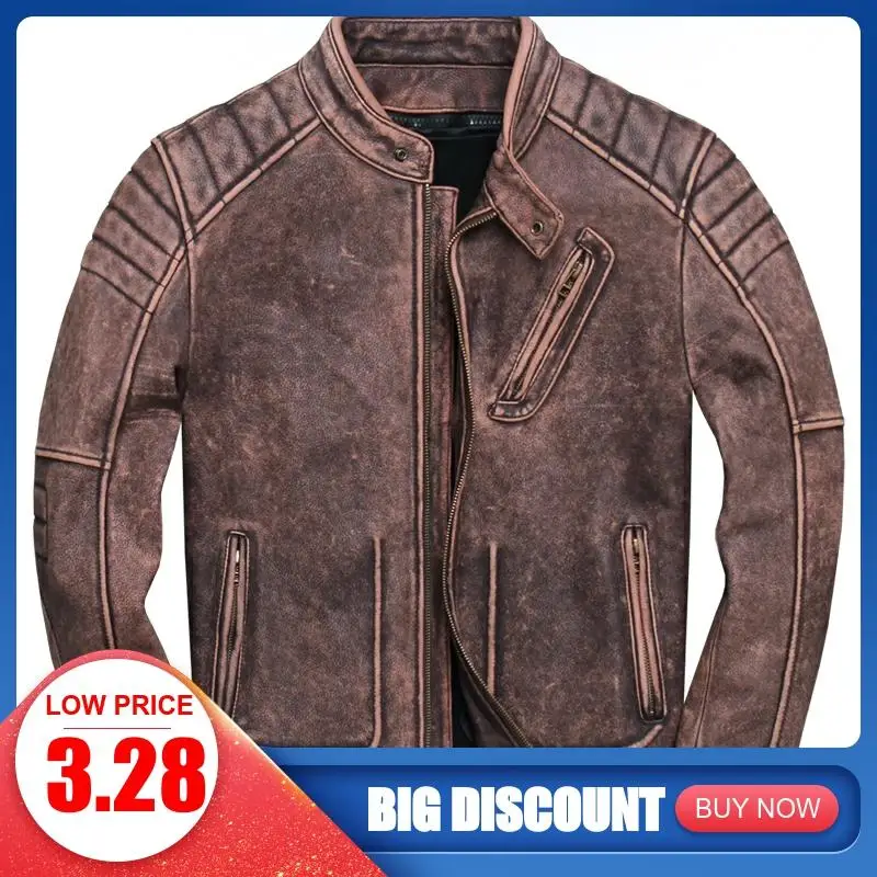 2020 Vintage Brown Men American Motorcycle Leather Jacket Plus Size 3XL Genuine Cowhide Slim Fit Biker's Leather Coat
2020 Vintage Brown Men American Motorcycle Leather Jacket Plus Size 3XL Genuine Cowhide Slim Fit Biker's Leather Coat