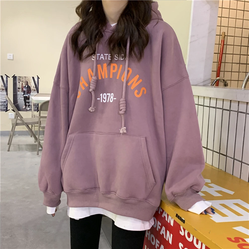 2020 Lazy Style Oversized Hoodie Women Pocket Drawstring Pullovers Loose Sweatshirt Students Letter Print Spring Fall Clothes
2020 Lazy Style Oversized Hoodie Women Pocket Drawstring Pullovers Loose Sweatshirt Students Letter Print Spring Fall Clothes