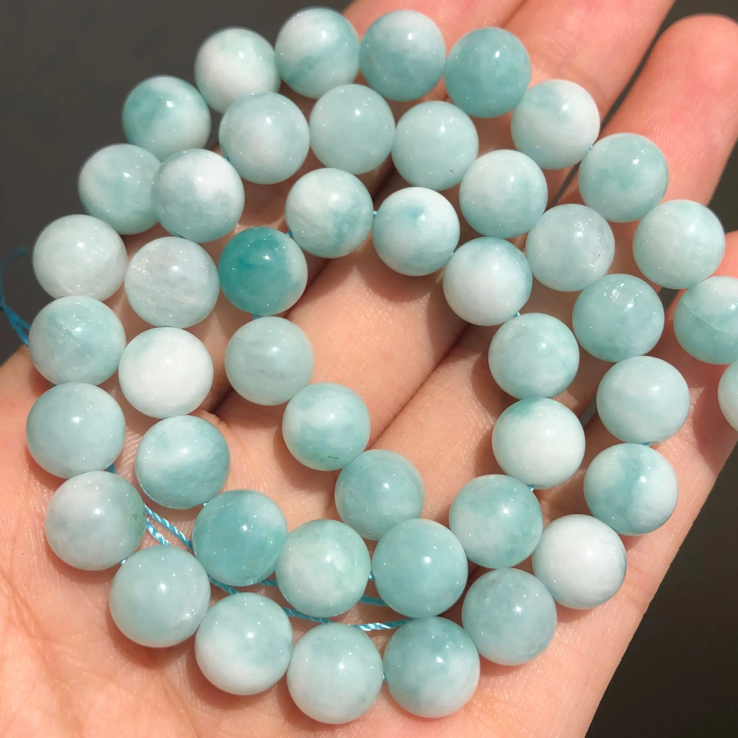 Natural Mint Green Angelite Stone Round Loose Spacer Beads For Jewelry Making DIY Charm Bracelet Necklace 15''Strand 4/6/8/10mm |