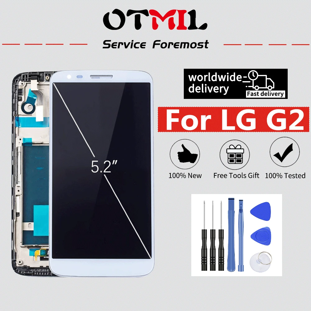 5.2"OTMIL For LG G2 LCD Display Touch Screen with Frame Digitizer For LG G2 Display D800 D801 D802 D805 D803 VS980 F320 LS980
5.2"OTMIL For LG G2 LCD Display Touch Screen with Frame Digitizer For LG G2 Display D800 D801 D802 D805 D803 VS980 F320 LS980