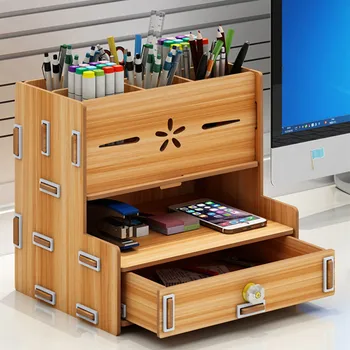 Wooden Desk Organizer Multi-Functional DIY Pen Holder Box Desktop Stationary Home Office Supply Desktop Storage Rack with Drawer
Wooden Desk Organizer Multi-Functional DIY Pen Holder Box Desktop Stationary Home Office Supply Desktop Storage Rack with Drawer