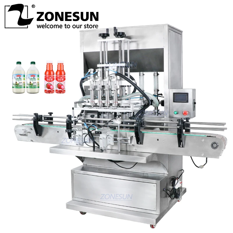 ZONESUN ZS-SV4GB Servo автоматическая четырехголовая паста кетчуп жидкий напиток машина