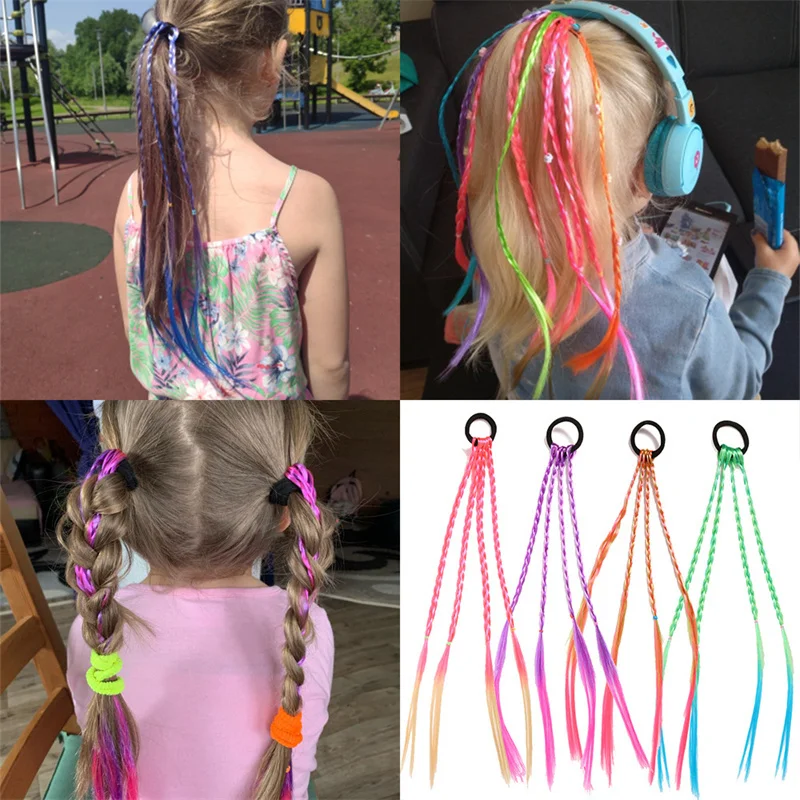 

Fashion Colorful Elastic Hair Band For Women Girls Cute Ponytail Holder Children Kids Rubber Rope Wig Braid Tie Hair Accessories