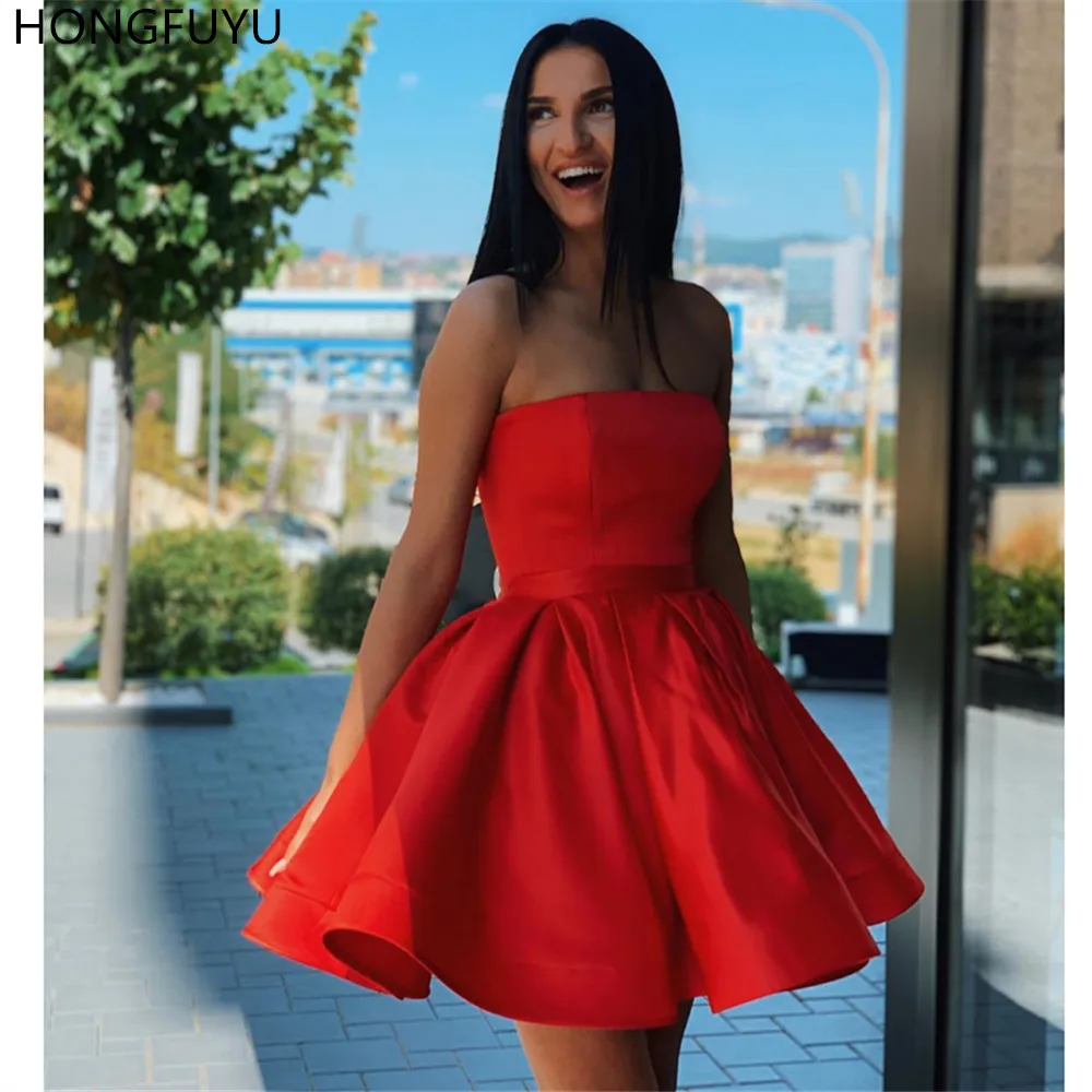 HONGFUYU Simple Strapless Homecoming Dresses Short Prom A-line Satin Formal Party Gowns Sleeveless Mini Length Cocktail Dresses
HONGFUYU Simple Strapless Homecoming Dresses Short Prom A-line Satin Formal Party Gowns Sleeveless Mini Length Cocktail Dresses