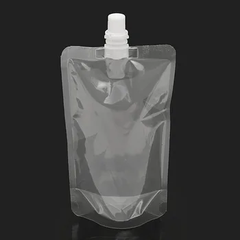 

100pcs 250ml 8 oz Transparent Stand up Spout Beverage Bag Plastic Spout Storage Pouch for Party Wedding Juice Beer with Funnels