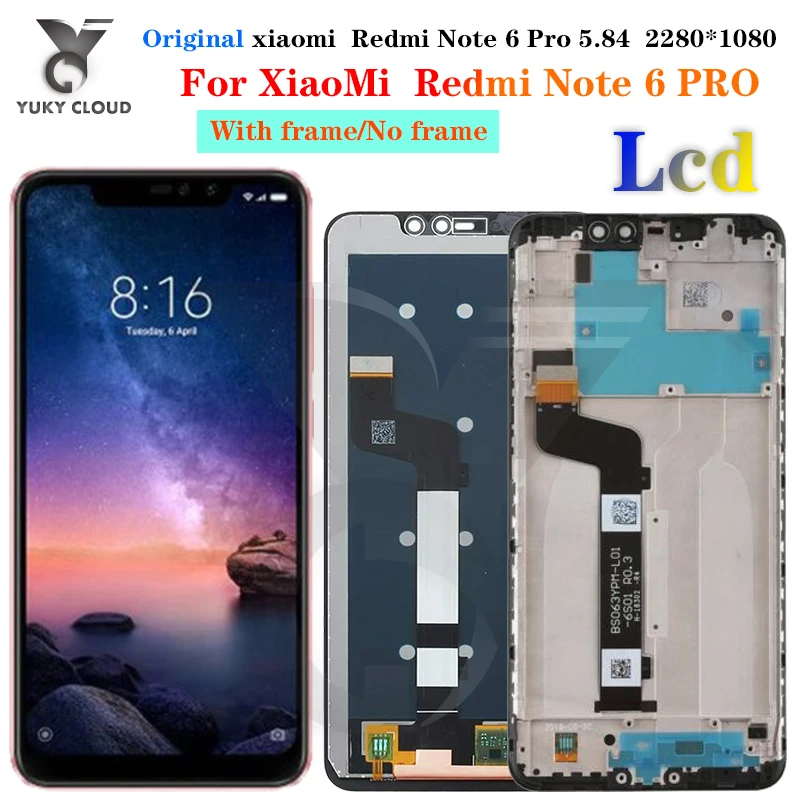 ЖК-дисплей с рамкой для Xiaomi Redmi Note 6 Pro сменный сенсорный экран | Мобильные телефоны