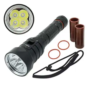 

High Brightness Led Diving Flashlight 4*XML L2 U2 Underwater 100M Dive Lantern Waterproof 26650 Battery Scuba Torch