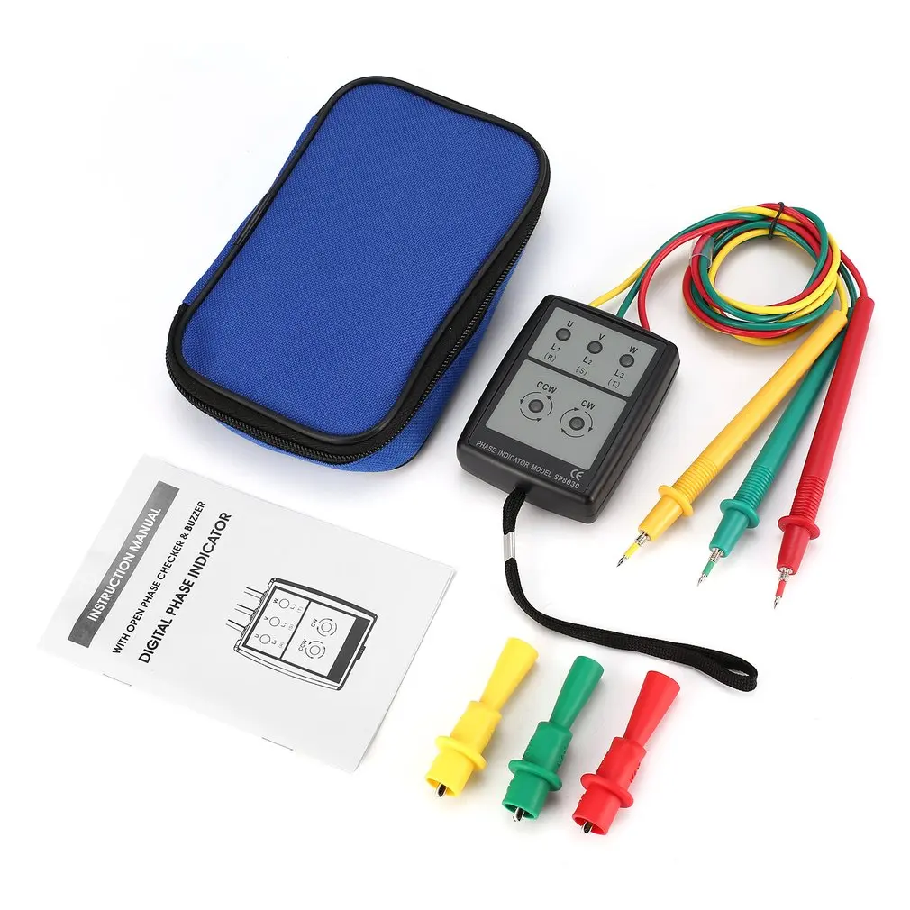 SP8030 3 Phase Rotation Tester Digital Phase Indicator Detector LED Buzzer Phase Sequence Meter Voltage Tester 200V-480V AC
SP8030 3 Phase Rotation Tester Digital Phase Indicator Detector LED Buzzer Phase Sequence Meter Voltage Tester 200V-480V AC