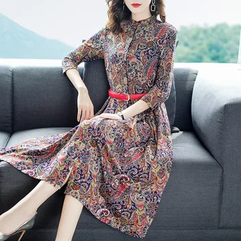 Printed Women Dress Tuto Elegant Round Neck Long Sleeve Life Party Casual Ladies Cloth Autumn Bottom Dress
Printed Women Dress Tuto Elegant Round Neck Long Sleeve Life Party Casual Ladies Cloth Autumn Bottom Dress