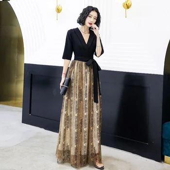 Elegant Lady Mesh Evening Party Dress Half Sleeve Black Qipao With Belt Sexy Slim Oversize 3XL Cheongsam Vestidos 
Elegant Lady Mesh Evening Party Dress Half Sleeve Black Qipao With Belt Sexy Slim Oversize 3XL Cheongsam Vestidos