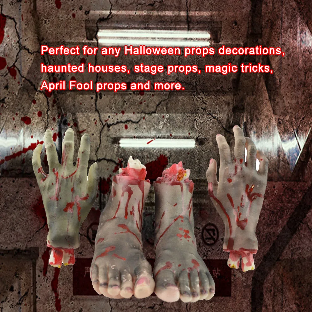 Halloween Horror Props Fake Human Arm Hands Bloody Scary Fake Hand Finger Leg Foot Haunted House Party Decorations
Halloween Horror Props Fake Human Arm Hands Bloody Scary Fake Hand Finger Leg Foot Haunted House Party Decorations