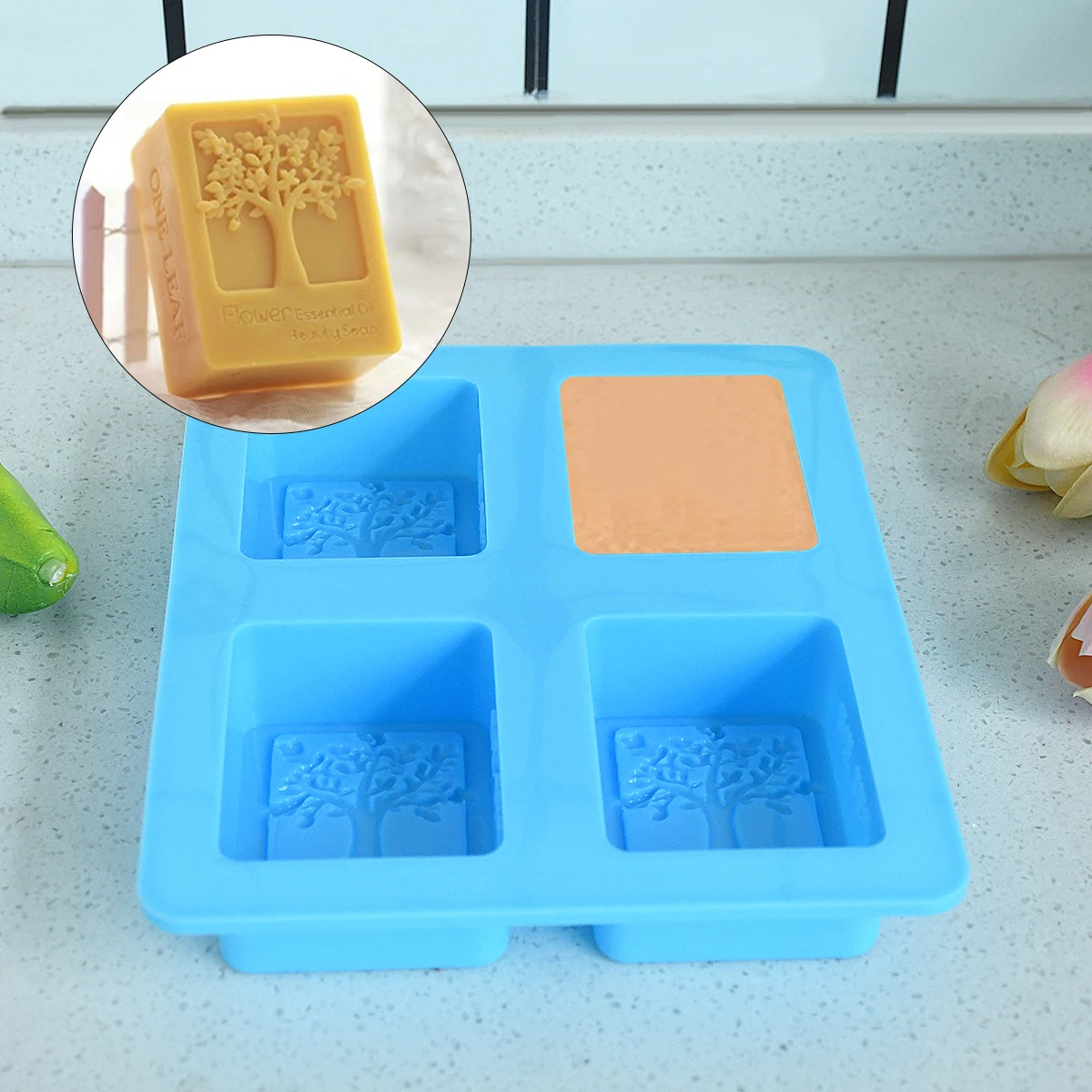 4 Grids Happy Tree Soap Silica Mould Easy To Demould And Reuse High Temperature Cold Soap Making Mould
4 Grids Happy Tree Soap Silica Mould Easy To Demould And Reuse High Temperature Cold Soap Making Mould