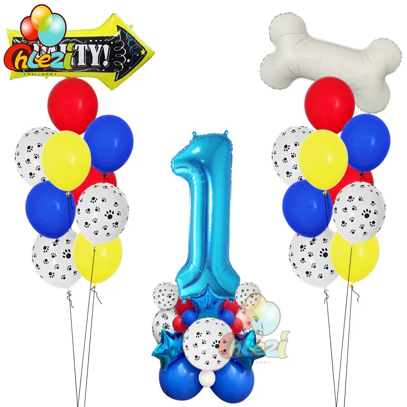 

40pcs/Lot Dog Paw Latex Balloons 40 Inch Number Bone Foil Helium Balloon Birthday Party Decorations Kids Toys Baby Shower Globos