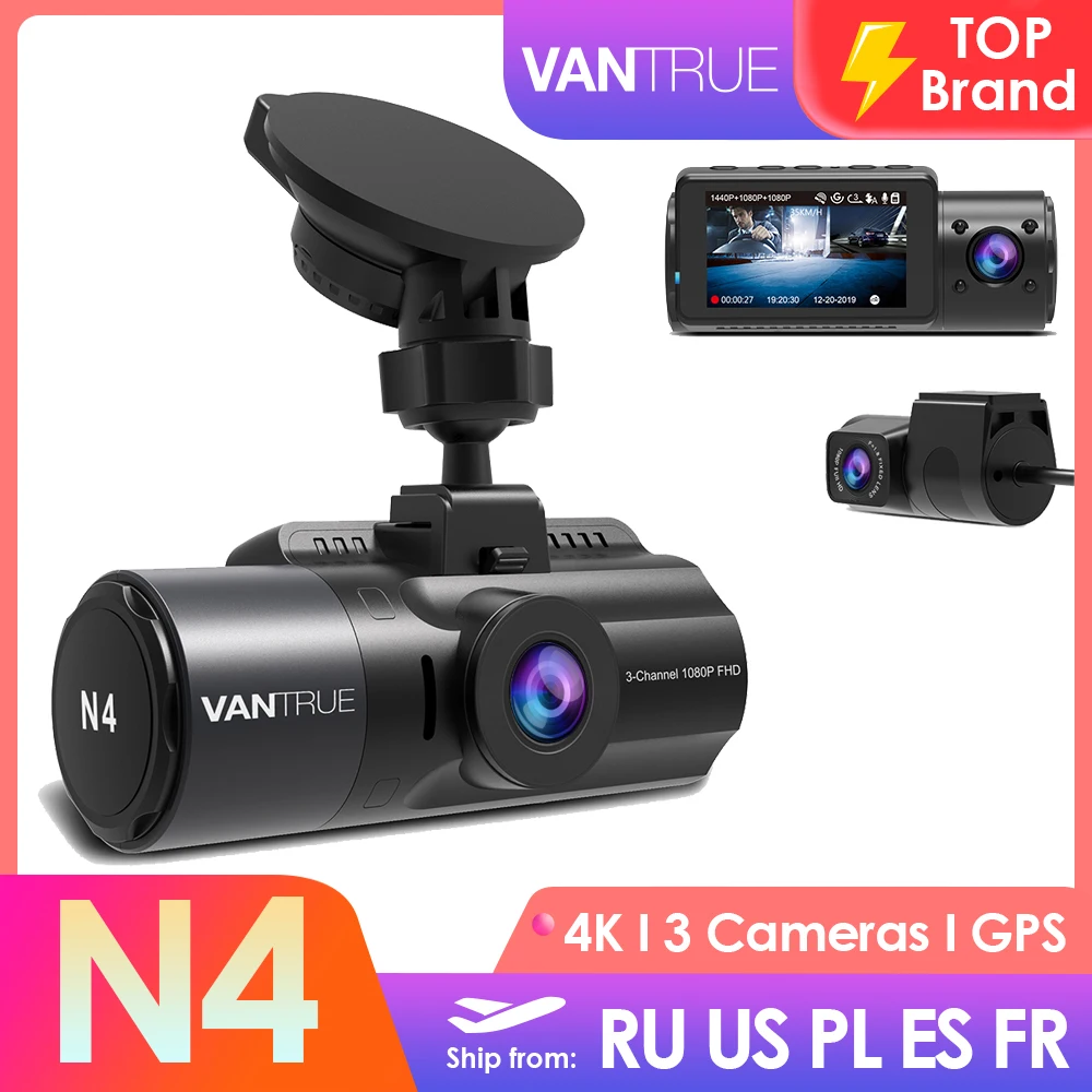Vantrue N4 Dash Cam 4K 3 Камера объектив Видеорегистраторы для автомобилей быстрая камера заднего вида с GPS