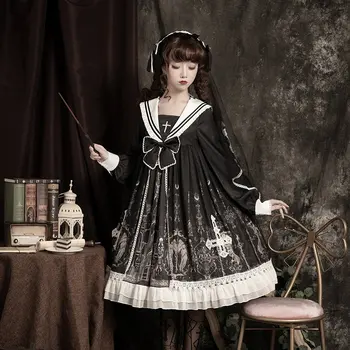 Gothic style lolita dress sailor collar bowknot cross kawaii dress printing gothic lolita op high waist victorian dress cosplay
Gothic style lolita dress sailor collar bowknot cross kawaii dress printing gothic lolita op high waist victorian dress cosplay