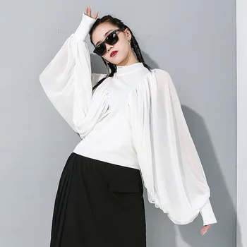 2020 Women Spring New Wild Loose Spring Chiffon Patchwork Sleeve Shirt Loose Personality Long Lantern Sleeve Blouse Big Size
2020 Women Spring New Wild Loose Spring Chiffon Patchwork Sleeve Shirt Loose Personality Long Lantern Sleeve Blouse Big Size