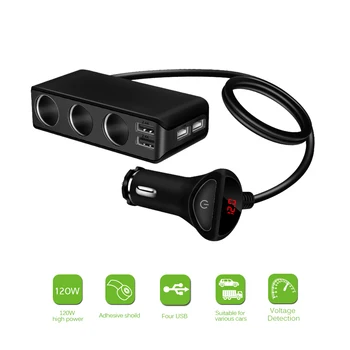 4 USB Port 3 Way Car Cigarette Lighter Socket Splitter 120W Output Power Adapter 12~24V Charger Fast Charging Voltmeter Display
4 USB Port 3 Way Car Cigarette Lighter Socket Splitter 120W Output Power Adapter 12~24V Charger Fast Charging Voltmeter Display