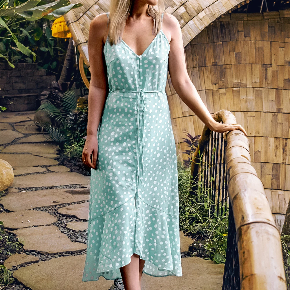 CUPSHE Women Elegant Green Polka Dot Maxi Dress 2019 New Summer Front Button Spaghetti Strap Sundress Elegant Ruffle Vestidos
CUPSHE Women Elegant Green Polka Dot Maxi Dress 2019 New Summer Front Button Spaghetti Strap Sundress Elegant Ruffle Vestidos