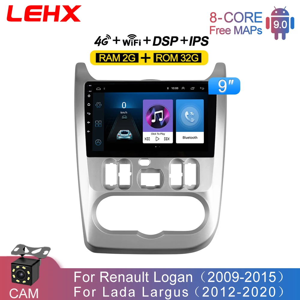 Автомагнитола LEHX мультимедийный видеоплеер на Android 9 0 с "экраном для Renault Logan1