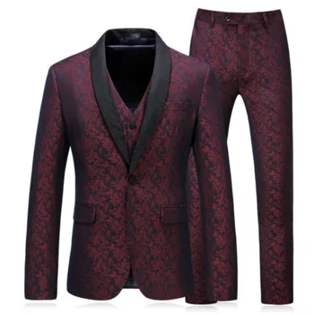 Men's suit men's wine red printed business casual suit three-piece suit (jacket + pants + vest) wedding banquet formal suit
Men's suit men's wine red printed business casual suit three-piece suit (jacket + pants + vest) wedding banquet formal suit
