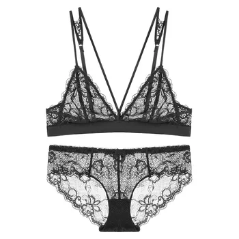 Sexy Lace Transparent Underwear Bralette Set Spaghetti Straps Ultra Thin Wire Free Triangle French Bra Panty Set Lingerie Women
Sexy Lace Transparent Underwear Bralette Set Spaghetti Straps Ultra Thin Wire Free Triangle French Bra Panty Set Lingerie Women