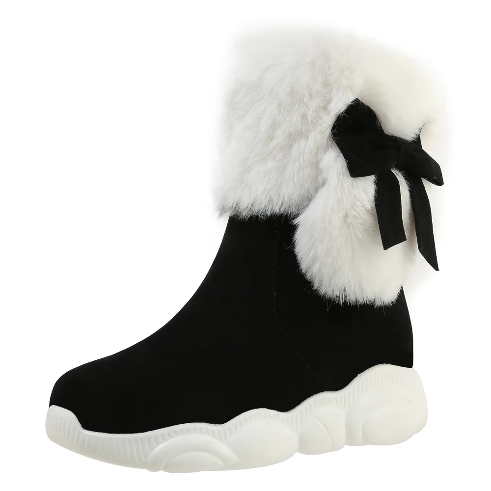 Faux Fur Bowknot Polyurethane Sole Mid-Calf Boots Flat-Heel Frosted Fabric Thick Bottom Gray Autumn And Winter Warm Shoes Beige
Faux Fur Bowknot Polyurethane Sole Mid-Calf Boots Flat-Heel Frosted Fabric Thick Bottom Gray Autumn And Winter Warm Shoes Beige