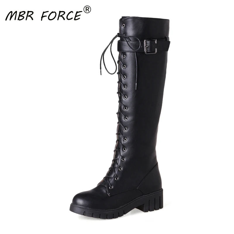 MBR FORCE Buckle Thick Bottom Boots Women Fashion Knee high Round Toe Botas Mujer Platform Zipper Plus size 34-43 Cross Lace-Up
MBR FORCE Buckle Thick Bottom Boots Women Fashion Knee high Round Toe Botas Mujer Platform Zipper Plus size 34-43 Cross Lace-Up