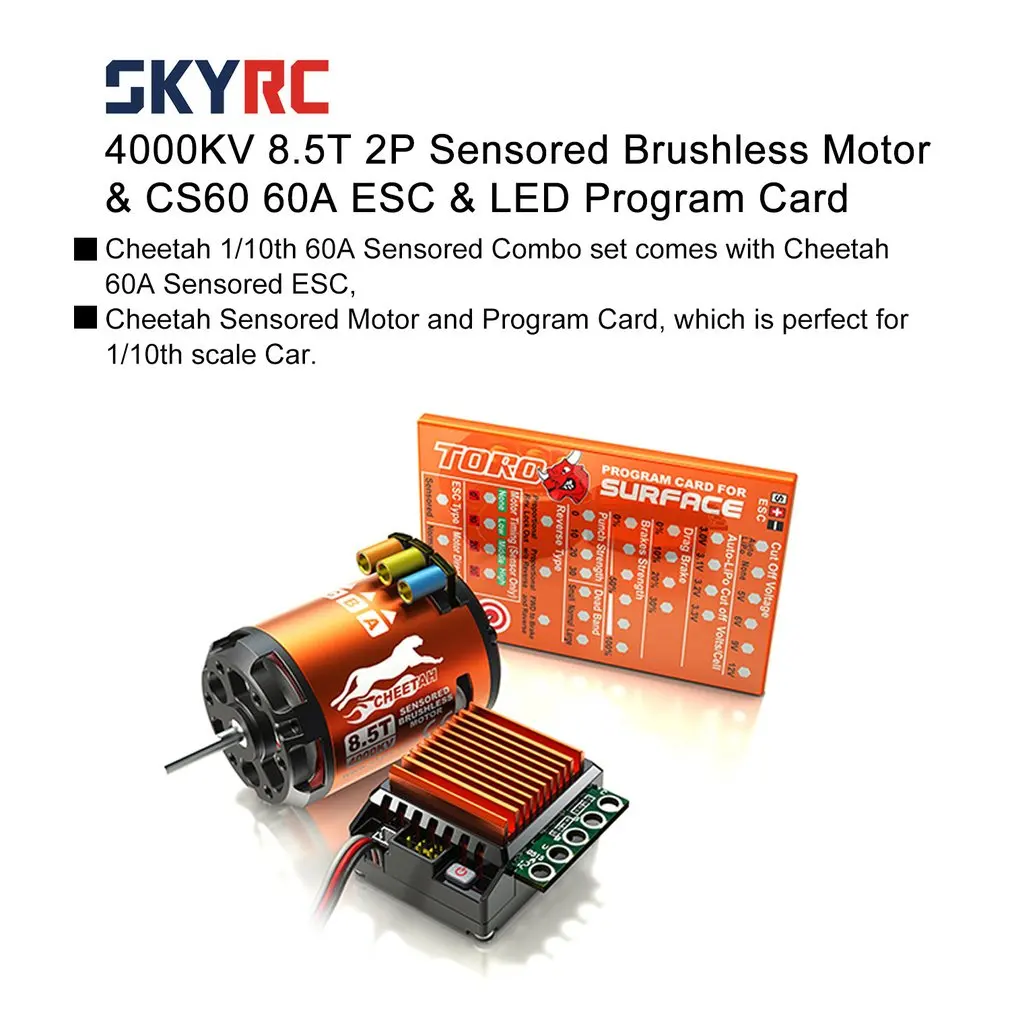 NEW SKYRC 4000KV 8.5T 2P Sensored Brushless Motor+CS60 60A Sensored ESC+LED Program Card Combo Set for 1/10 1/12 RC Buggy Car
NEW SKYRC 4000KV 8.5T 2P Sensored Brushless Motor+CS60 60A Sensored ESC+LED Program Card Combo Set for 1/10 1/12 RC Buggy Car
