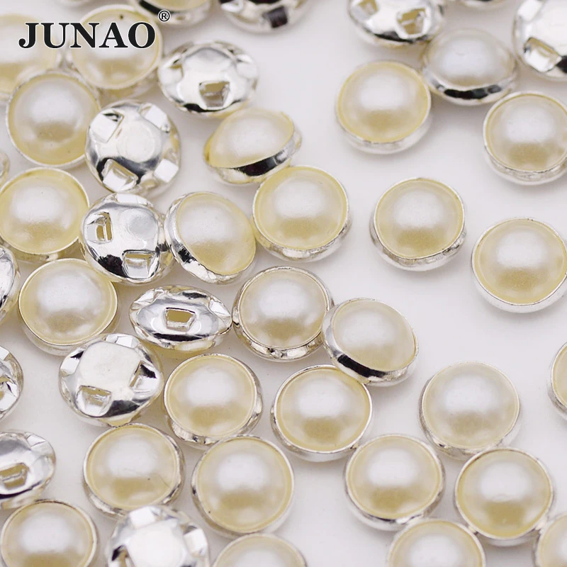 JUNAO 8mm 100Pcs Sewing White Pearl Beads Silver Claw Rhinestone Half Round Pearl Applique Flat Back Strass Beads for Decoration
JUNAO 8mm 100Pcs Sewing White Pearl Beads Silver Claw Rhinestone Half Round Pearl Applique Flat Back Strass Beads for Decoration