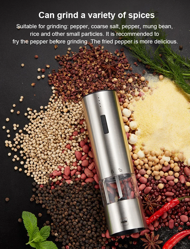 Generic (Black)Electric Automatic Salt Pepper Grinder Weed Plastic