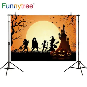 Funnytree backdrop photozone Halloween autumn castle pumpkin lantern bat moon background photography studio photocall photophone
Funnytree backdrop photozone Halloween autumn castle pumpkin lantern bat moon background photography studio photocall photophone