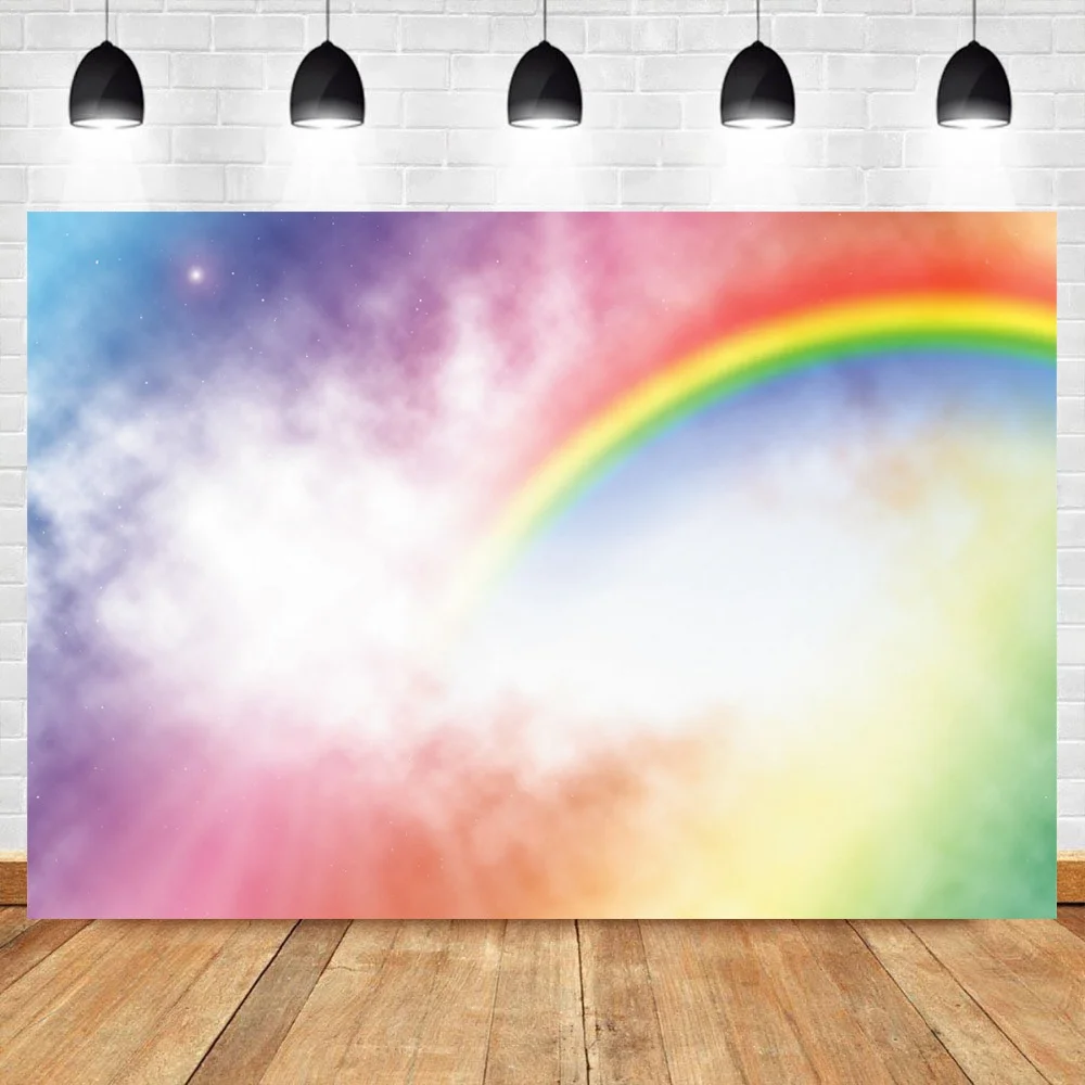 

Laeacco Dreamy Rainbow Gradient Color Photography Background Newborn Baby Portrait Photocall Backdrop Shiny Poster Photo Studio