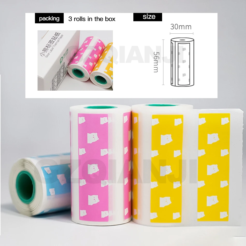 3 Roll Cute Cartoon Direct Thermal Labels Roll 57*30mm(2.17*1.18in) Strong Adhesive Sticker Clear Printing for PeriPage Printer
3 Roll Cute Cartoon Direct Thermal Labels Roll 57*30mm(2.17*1.18in) Strong Adhesive Sticker Clear Printing for PeriPage Printer
