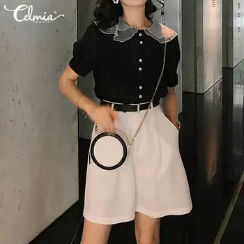 Celmia Chiffon Women Blouse 2020 Summer Vintage Laple Mesh Sheer Office Top Lady Shirts Casual Short Sleeve Blusas 5XL Plus Size
Celmia Chiffon Women Blouse 2020 Summer Vintage Laple Mesh Sheer Office Top Lady Shirts Casual Short Sleeve Blusas 5XL Plus Size