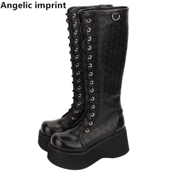Angelic imprint handmade mori girl Women Gothic motorcycle punk boots lady lolita Boots woman high heels pumps print shoes 8cm
Angelic imprint handmade mori girl Women Gothic motorcycle punk boots lady lolita Boots woman high heels pumps print shoes 8cm