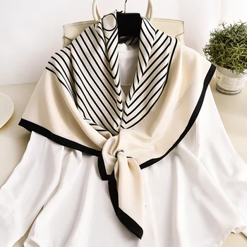 2019 winter silk stripe 90*90CM square towel Punch warm decorative silk scarves Simple classic wrap
2019 winter silk stripe 90*90CM square towel Punch warm decorative silk scarves Simple classic wrap