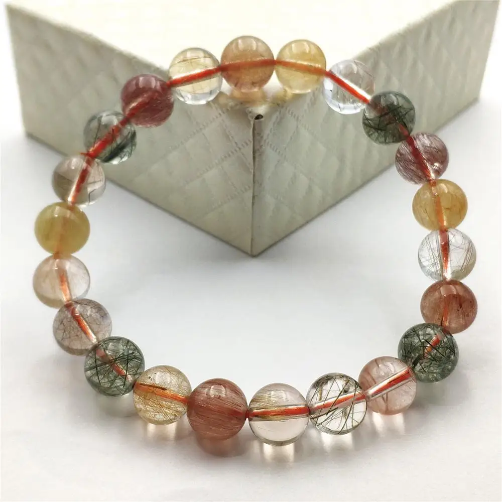 8.5mm Natural Colorful Rutilated Quartz Crystal Women Men Clear Round Beads Bracelet Gold Red Green Copper Jewelry AAAAA
8.5mm Natural Colorful Rutilated Quartz Crystal Women Men Clear Round Beads Bracelet Gold Red Green Copper Jewelry AAAAA