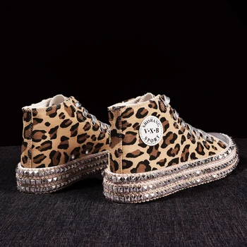 Silver Rivet Canvas Shoes Women Leopard Fashion Flats Lace Up Shallow/high Top Sneakers Ladies Shoes Woman Walking Shoes A5-54
Silver Rivet Canvas Shoes Women Leopard Fashion Flats Lace Up Shallow/high Top Sneakers Ladies Shoes Woman Walking Shoes A5-54