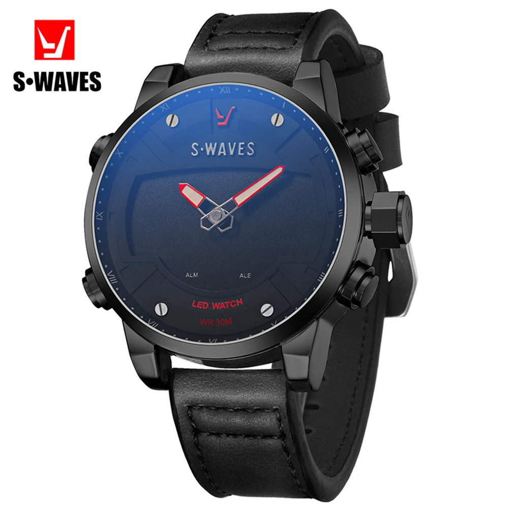 SWAVES Fashion Reloj Hombre Sport LED Unique Quartz Watch Men Complete Calendar Black Digital Analog Waterproof Wristwatch Mens
SWAVES Fashion Reloj Hombre Sport LED Unique Quartz Watch Men Complete Calendar Black Digital Analog Waterproof Wristwatch Mens